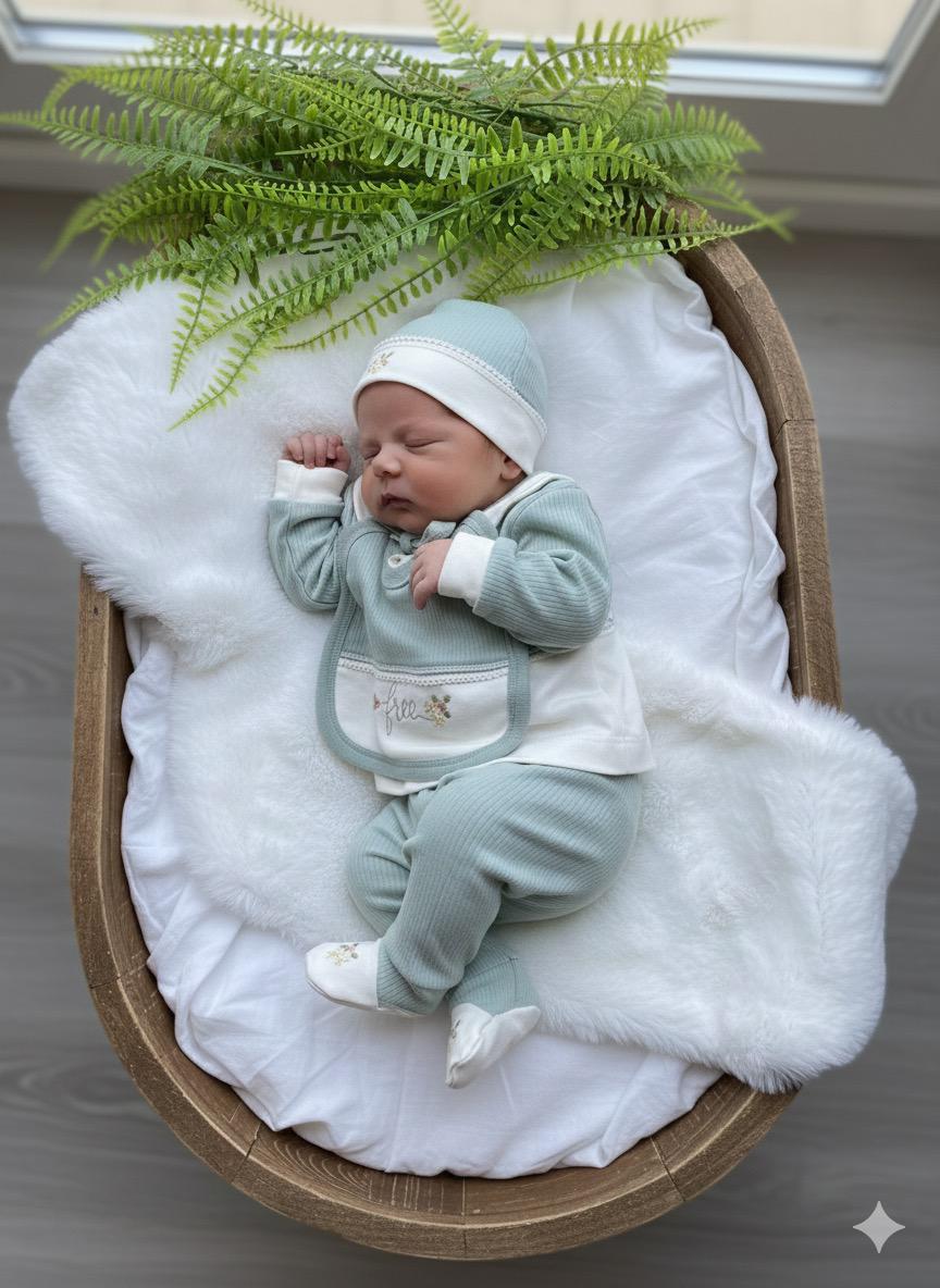 Kız Bebek Pamuklu 0-3 Ay NAKIŞLI 5'li Hastane Çıkış Seti