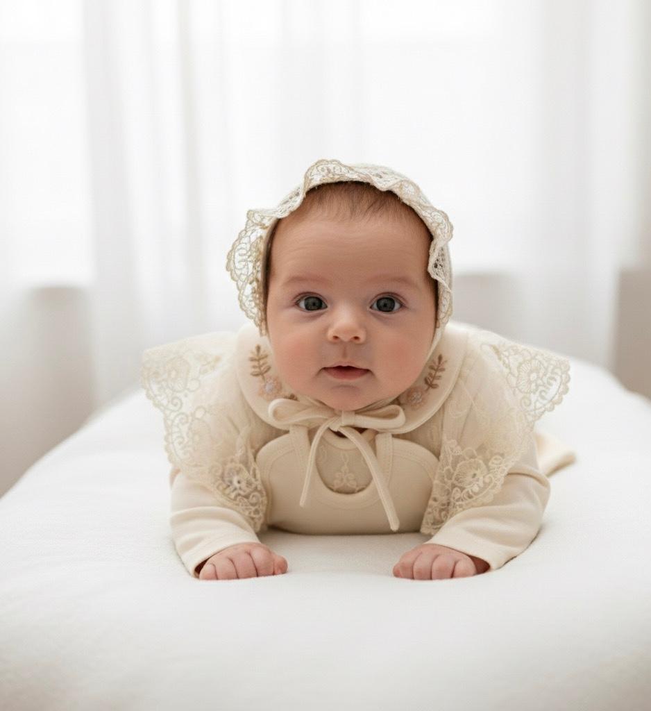 Cayzen Kız Bebek Pamuklu 0-3 Ay Dantel 5li Hastane Çıkış Seti